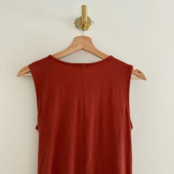 DREW Anthropologie Twist Front Tie Sleeveless Mini Wrap Dress Rust S - Picture 7 of 7